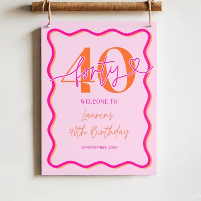 Wavy Border Welcome Sign 40th Birthday For Her (Creator Uploaded)