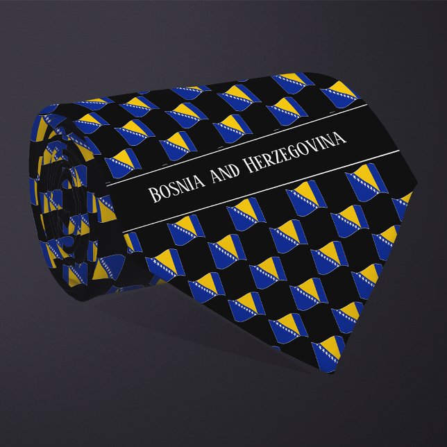 Wavy Bosnia and Herzegovina Flag Pattern  Neck Tie (Creator Uploaded)