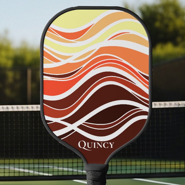 Wavy brown Geometric Graphic Monogram Carbon Fiber Carbon Fiber Pickleball Paddle (Creator Uploaded)