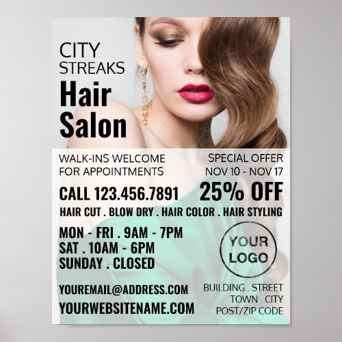 Wavy Brown Hair Hair Stylist Hair Salon Advert  Poster