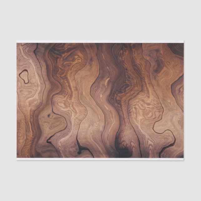 Wavy Brown Wood Texture Structure Tissue Paper (Front)