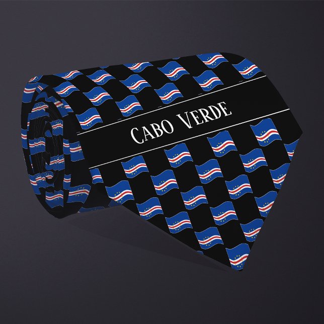 Wavy Cabo Verde Flag Pattern  Neck Tie (Creator Uploaded)
