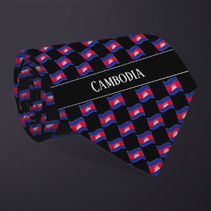 Wavy Cambodia Flag Pattern  Neck Tie