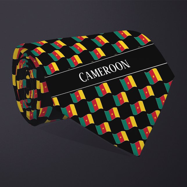 Wavy Cameroon Flag Pattern  Neck Tie (Creator Uploaded)