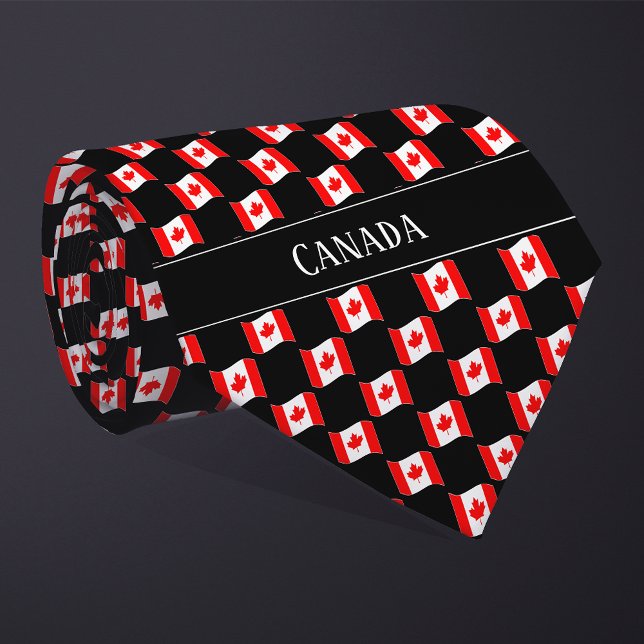 Wavy Canada Flag Pattern  Neck Tie (Creator Uploaded)