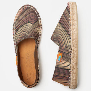 Wavy Caramel Brown Stripes Fractal Abstract Espadrilles