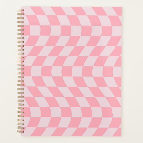 Wavy Check Retro Checkerboard Pink Lilac Checkered Planner