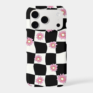 Wavy Checkerboard Daisy iPhone Case | Y2K