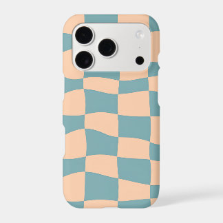 Wavy Checkerboard Peach Blue iPhone Case