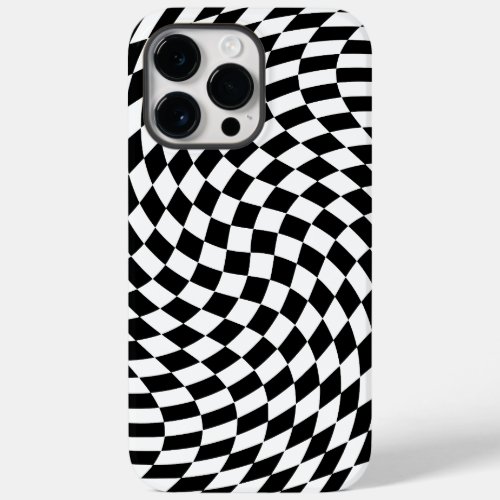 Wavy Checkered Black and White Optical Illusion Case_Mate iPhone 14 Pro Max Case
