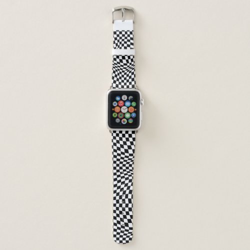 Wavy Checkered Black White Checkerboard Apple Watch Band