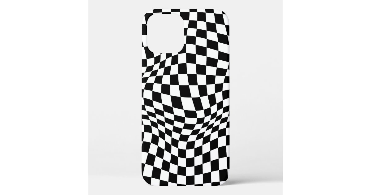 Light Blue Wavy Checkered Phone Case Retro iPhone 14 Case 