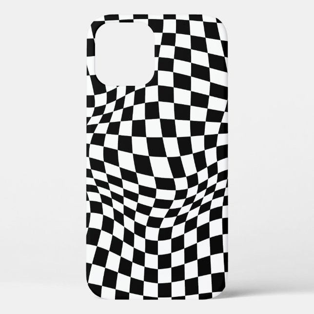 Wavy Checkered Black White Checkerboard Case-Mate iPhone Case (Back)