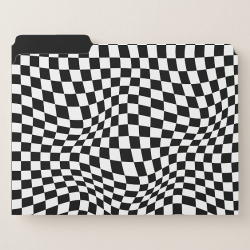 Wavy Checkered Black White Checkerboard File Folder