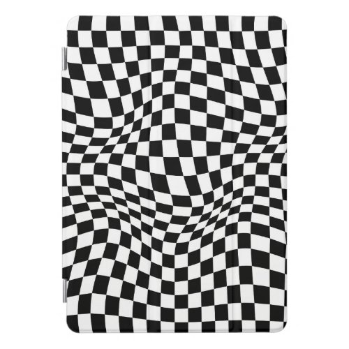 Wavy Checkered Black White Checkerboard iPad Pro Cover