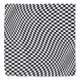 Wavy Checkered Black White Checkerboard Pattern Bandana