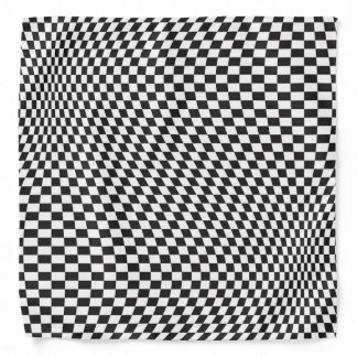 Wavy Checkered Black White Checkerboard Pattern Bandana