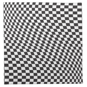 Wavy Checkered Black White Checkerboard Pattern Cloth Napkin