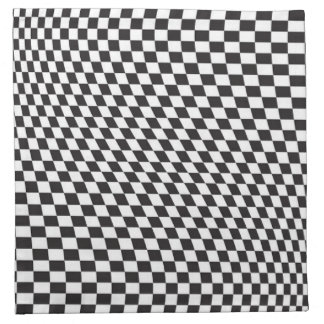 Wavy Checkered Black White Checkerboard Pattern Cloth Napkin