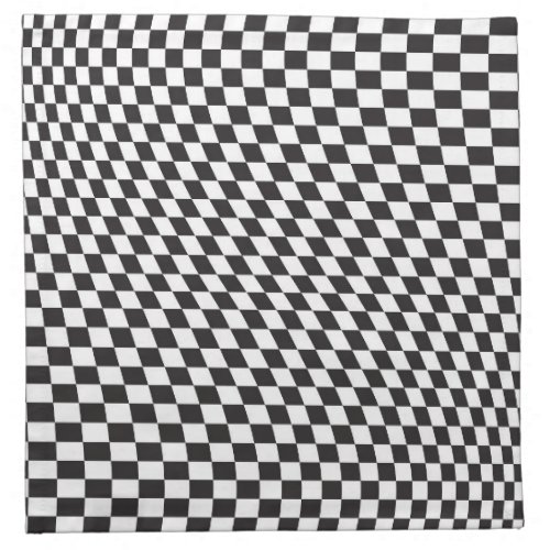 Wavy Checkered Black White Checkerboard Pattern Cloth Napkin