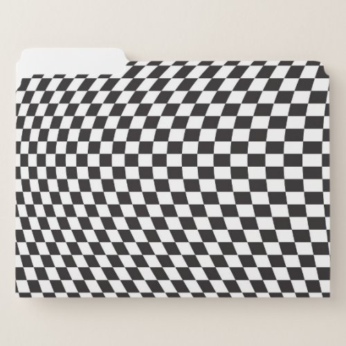 Wavy Checkered Black White Checkerboard Pattern File Folder