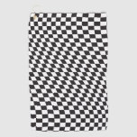 Wavy Checkered Black White Checkerboard Pattern Golf Towel