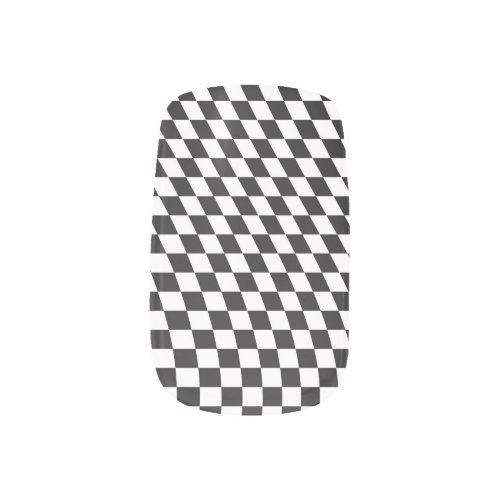 Wavy Checkered Black White Checkerboard Pattern Minx Nail Art