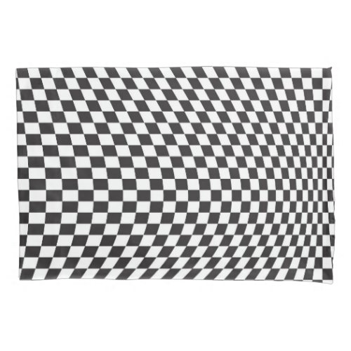 Wavy Checkered Black White Checkerboard Pattern Pillow Case