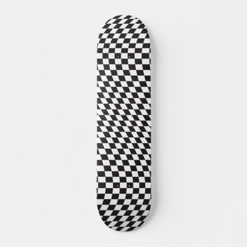 Wavy Checkered Black White Checkerboard Pattern Skateboard