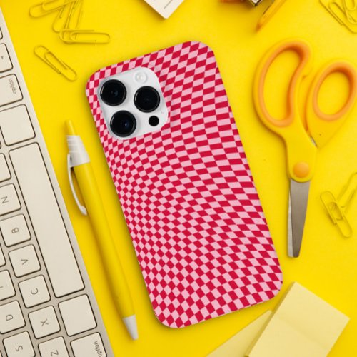 Wavy Checkered Crimson Cherry Warped Aesthetic Case_Mate iPhone 14 Pro Max Case