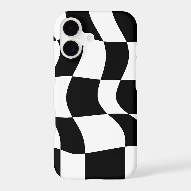 Wavy Checkered Flag Racing iPhone Case (Back)