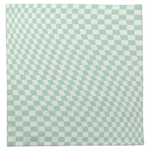 Wavy Checkered Pastel Green Checkerboard Pattern Cloth Napkin