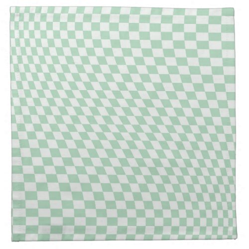 Wavy Checkered Pastel Green Checkerboard Pattern Cloth Napkin