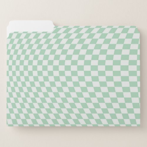 Wavy Checkered Pastel Green Checkerboard Pattern File Folder