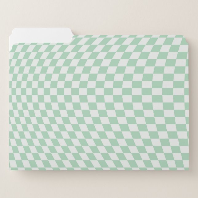 Wavy Checkered Pastel Green Checkerboard Pattern File Folder (Front Left)