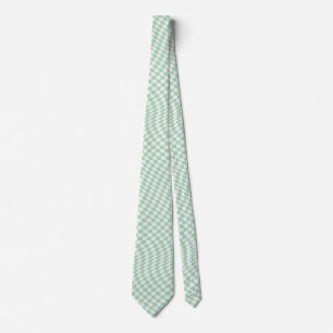 Wavy Checkered Pastel Green Checkerboard Pattern Neck Tie