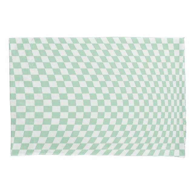 Wavy Checkered Pastel Green Checkerboard Pattern Pillow Case (Front)