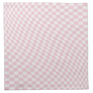 Wavy Checkered Pastel Pink Checkerboard Pattern Cloth Napkin