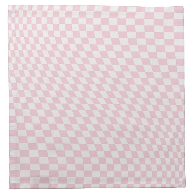 Wavy Checkered Pastel Pink Checkerboard Pattern Cloth Napkin (Front)