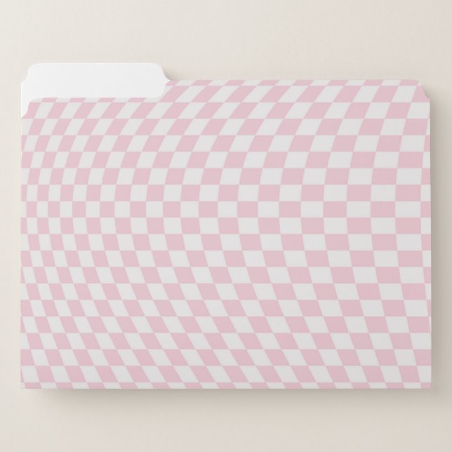 Wavy Checkered Pastel Pink Checkerboard Pattern File Folder (Front Left)