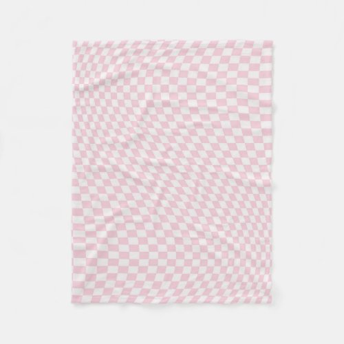 Wavy Checkered Pastel Pink Checkerboard Pattern Fleece Blanket