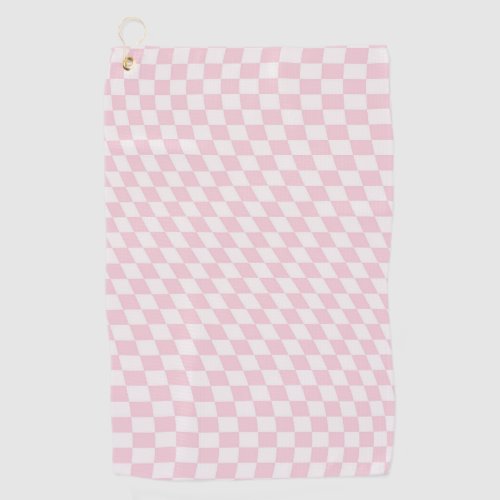 Wavy Checkered Pastel Pink Checkerboard Pattern Golf Towel