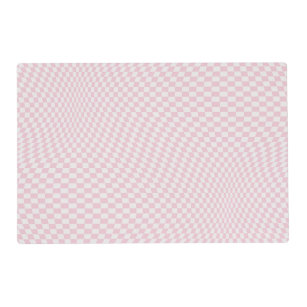Wavy Checkered Pastel Pink Checkerboard Pattern Placemat