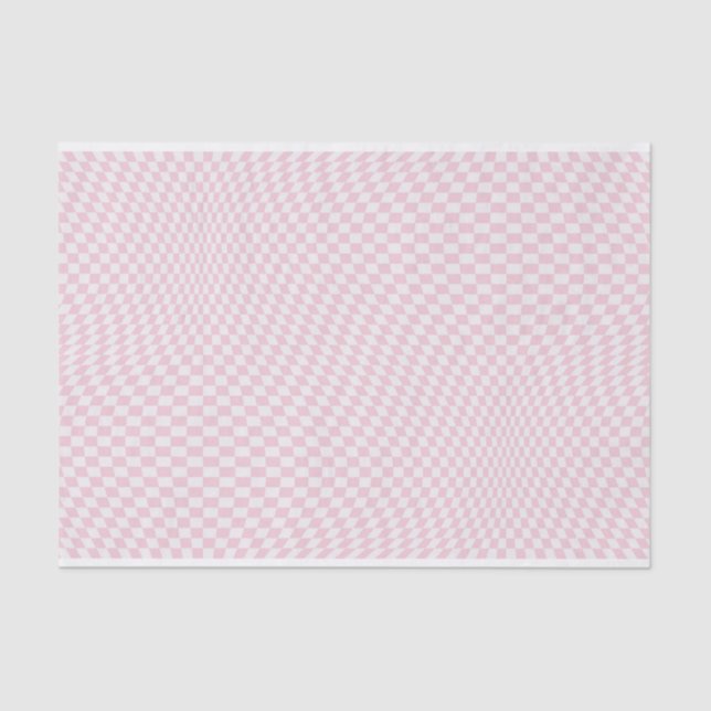 Wavy Checkered Pastel Pink Checkerboard Pattern Tissue Paper (Front)
