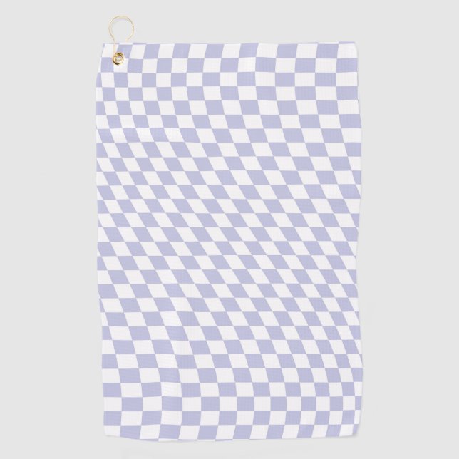 Wavy Checkered Pastel Purple Checkerboard Pattern Golf Towel (Front)