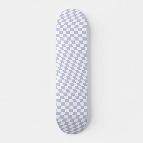 Wavy Checkered Pastel Purple Checkerboard Pattern Skateboard
