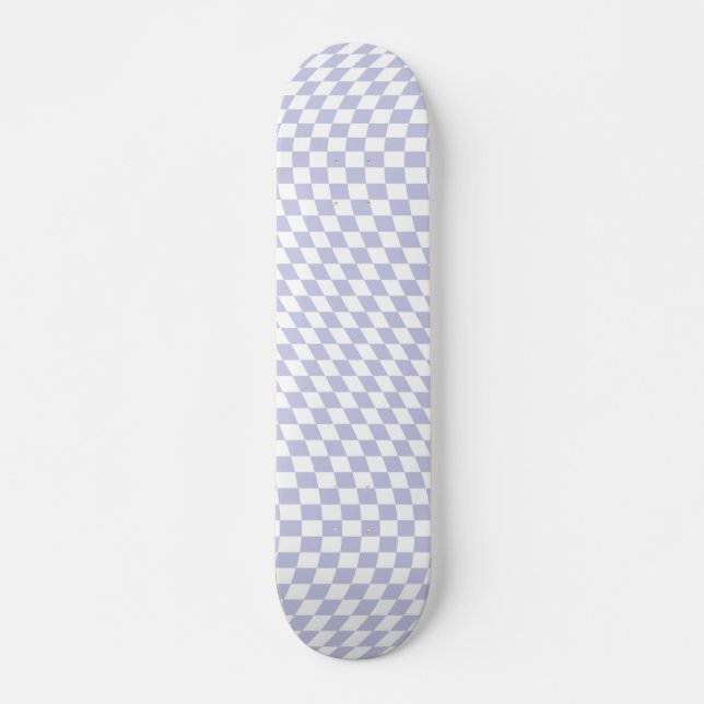 Wavy Checkered Pastel Purple Checkerboard Pattern Skateboard (Front)