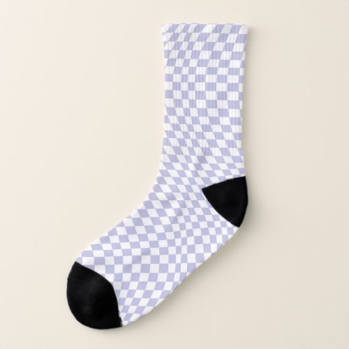 Wavy Checkered Pastel Purple Checkerboard Pattern Socks