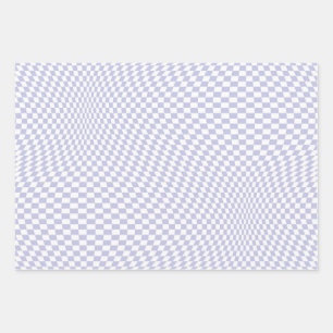 Wavy Checkered Pastel Purple Checkerboard Pattern Wrapping Paper Sheets