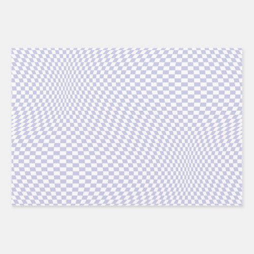 Wavy Checkered Pastel Purple Checkerboard Pattern Wrapping Paper Sheets
